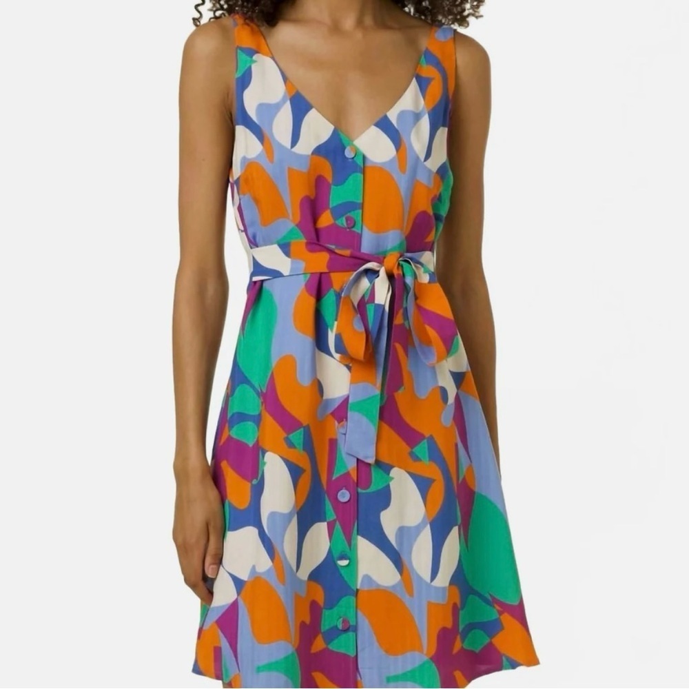 FRNCH Paris Elora Mini Abstract Button Dress Carnival Print Size Small